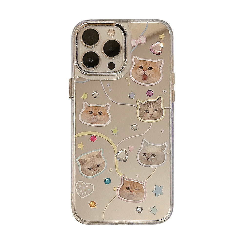 Diamond cat iPhone16 iPhone case 17 Electroplated mirror 13 Advanced sense 12 Applicable to 15pro max
