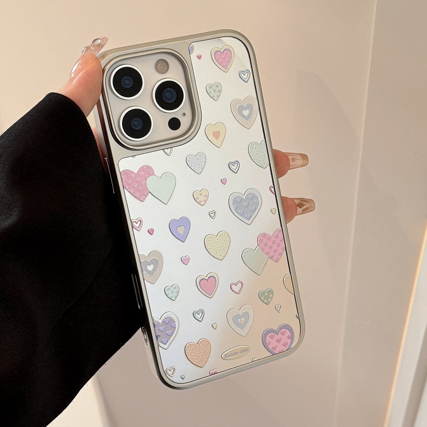 Gilt mirror is suitable for 16 Apple 17promax mobile phone case iphone14 color love 13 electroplating 11 Huawei