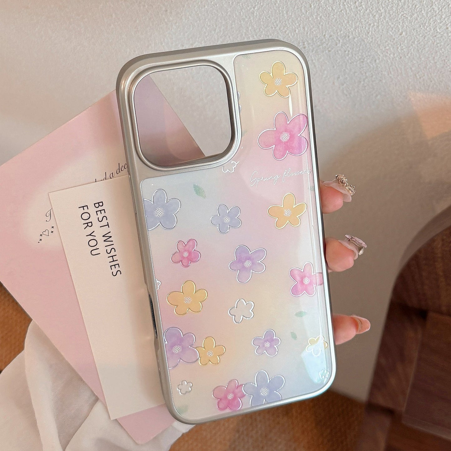 Gilt Epoxy 17 Apple 16Pro Max mobile phone case iphone15 smudge flower 14 suitable for Huawei mate70