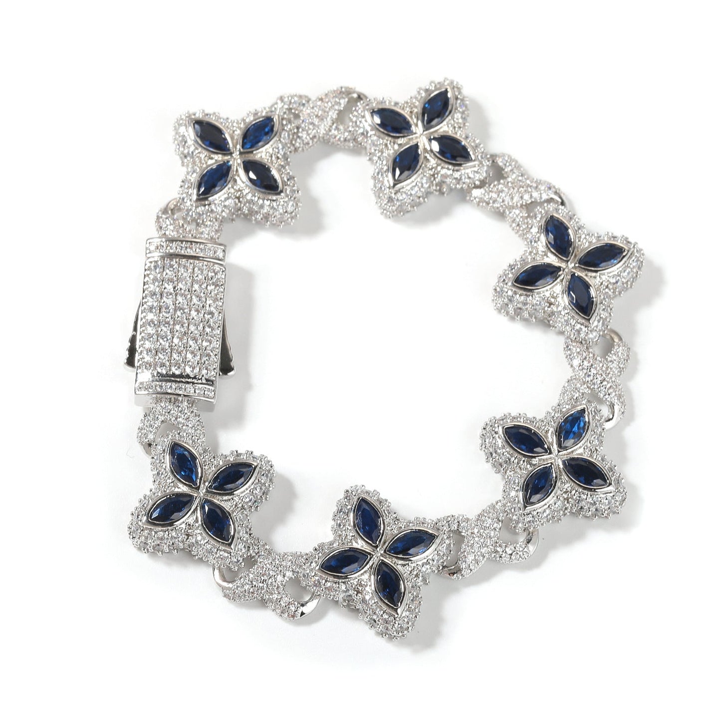 Hip-hop zircon colored infinite four-leaf clover necklace
