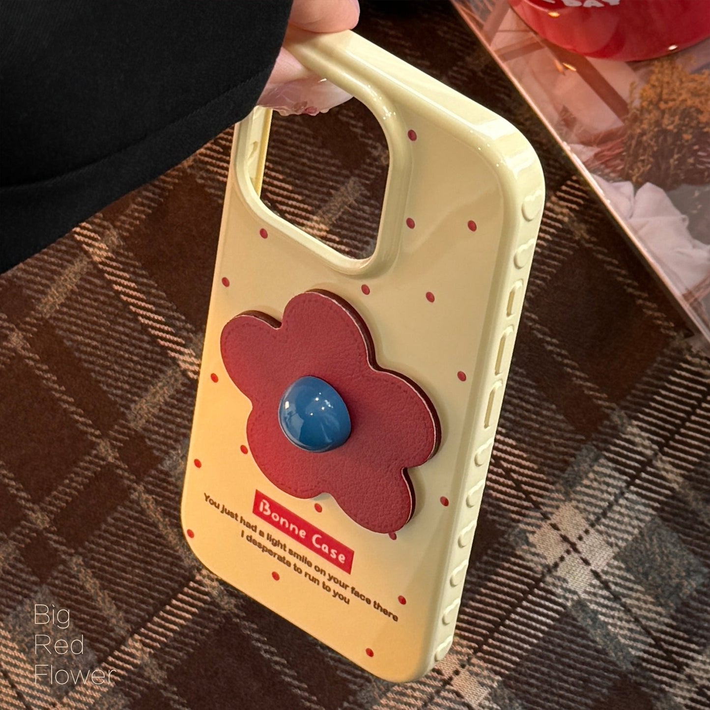 Red flower apple 16 mobile phone case iphone17promax for 12 leather pattern three-dimensional 14 retro 13 anti-drop
