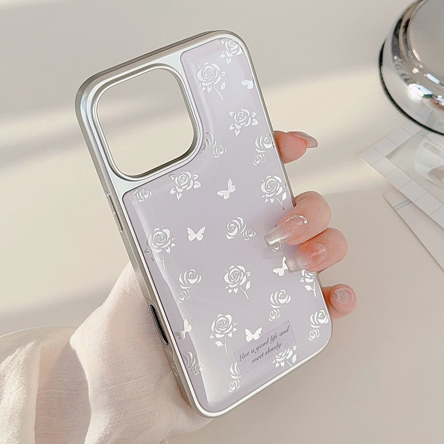 Gilt ins rose butterfly for 16 apple 17pro max mobile phone case iphone14 Epoxy 13 gentle 15