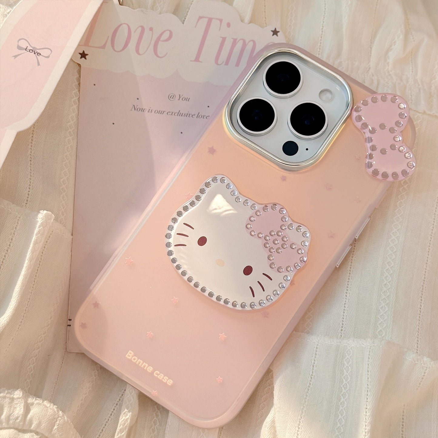 Gilt laser is suitable for Apple 16Promax mobile phone case iphone15 three-dimensional pink cartoon 11 lanyard 17 cute