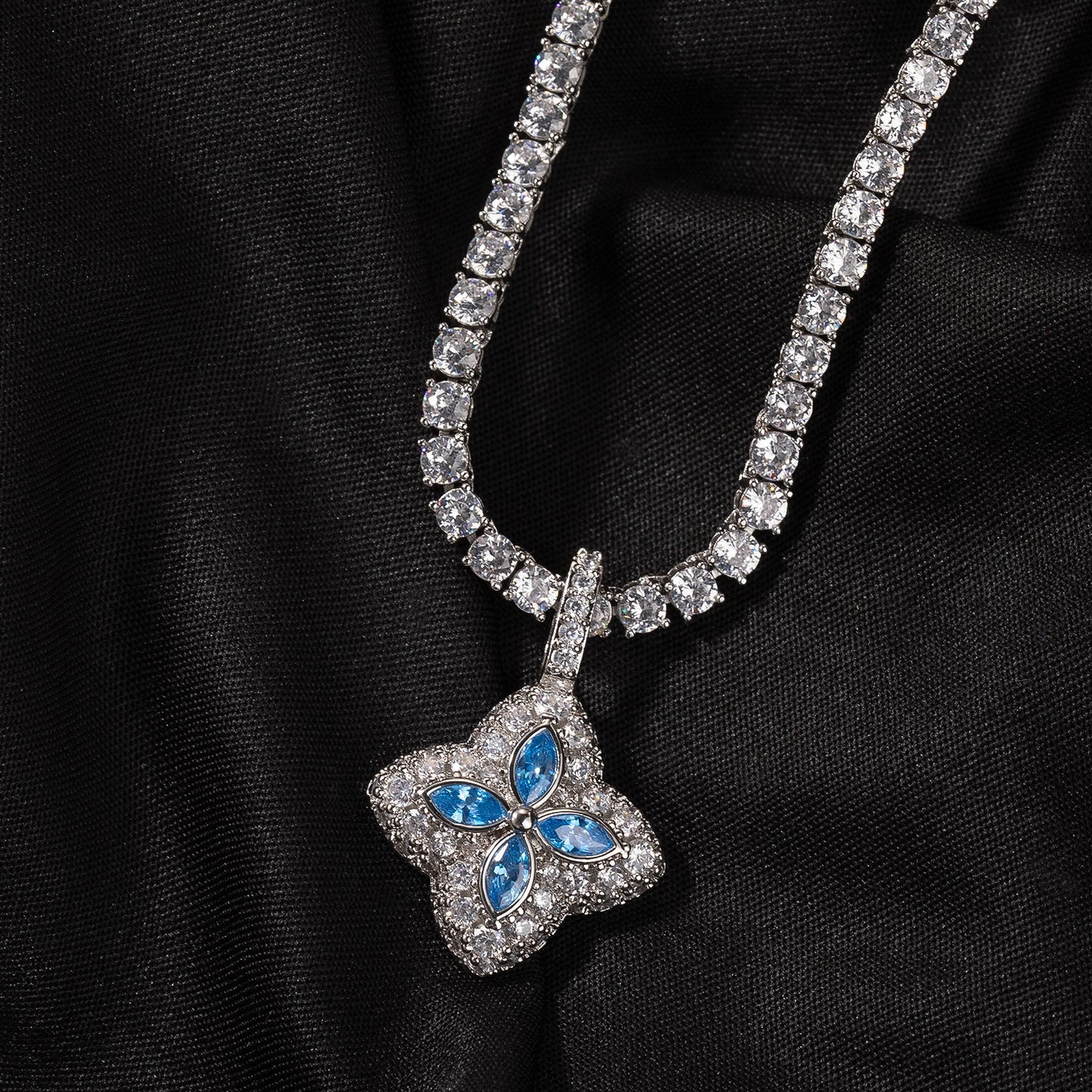 Cubic Zirconia Colorful Four-Leaf Clover Pendant