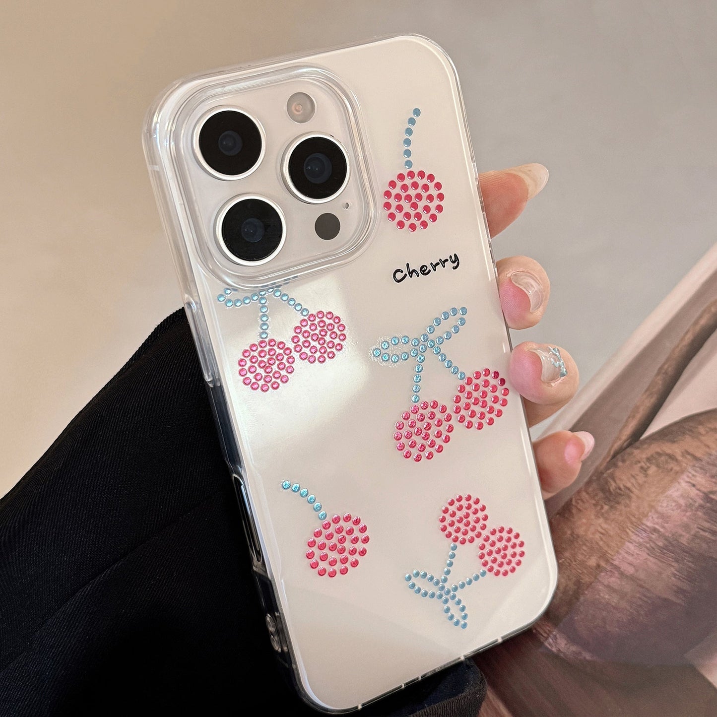 Gilt Ruby Cherry Mobile Phone Case Suitable for 16 Apple 17Promax Premium iPhone13 Hard 12 Generation 14