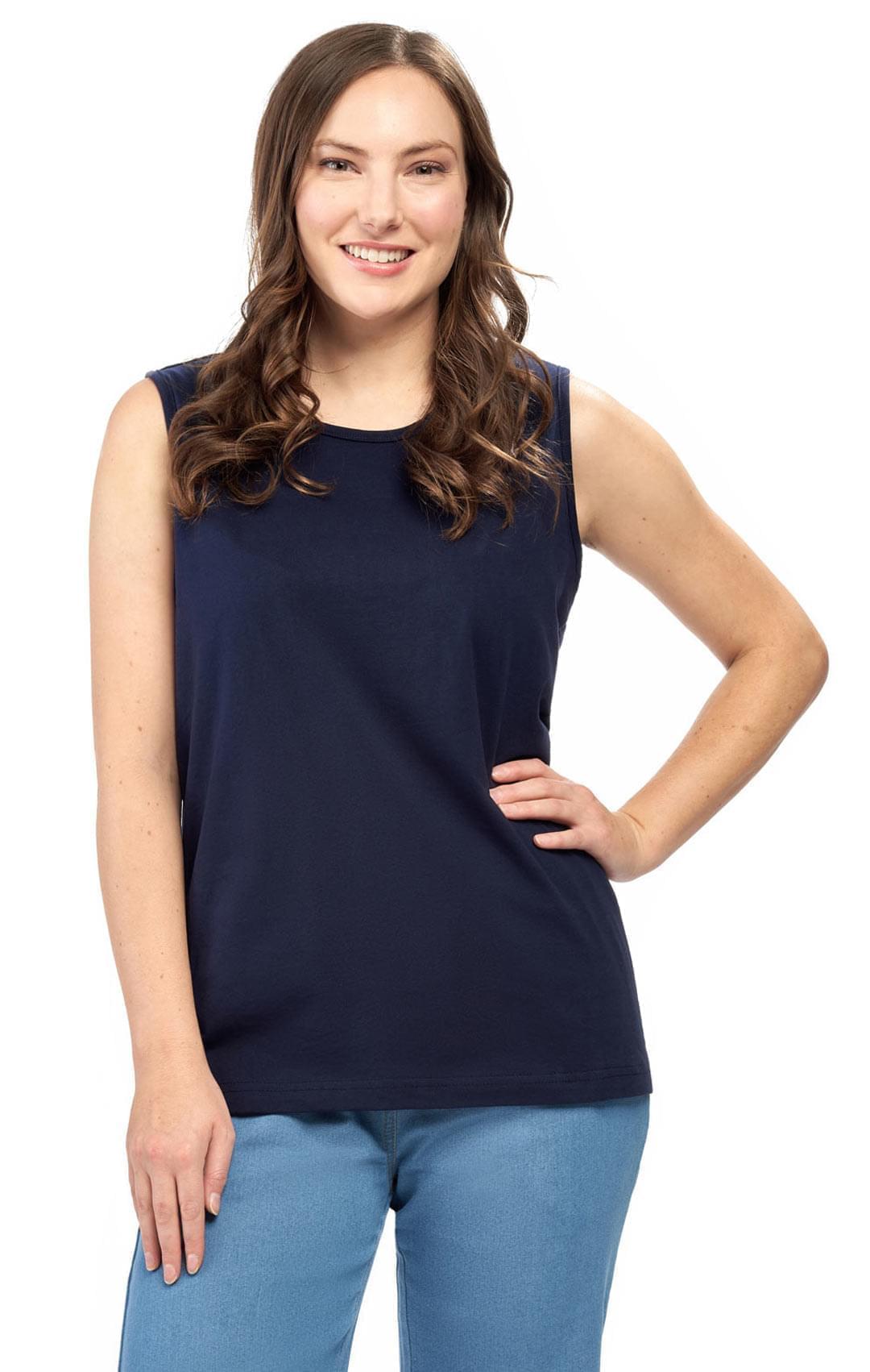 Women's Classic Relaxed Fit Cotton blend Sleeveless Tank Top
