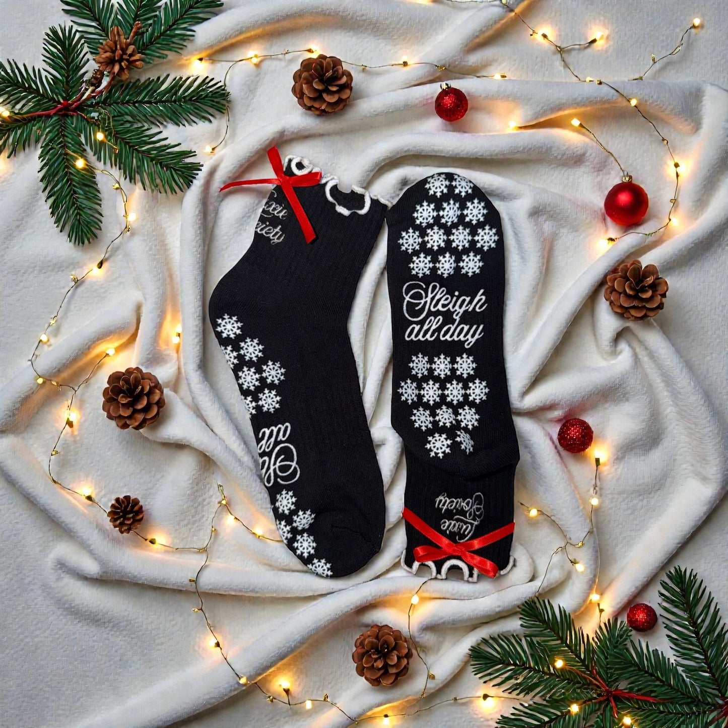 🤍 SANTA, I CAN EXPLAIN – White Holiday Grip Socks