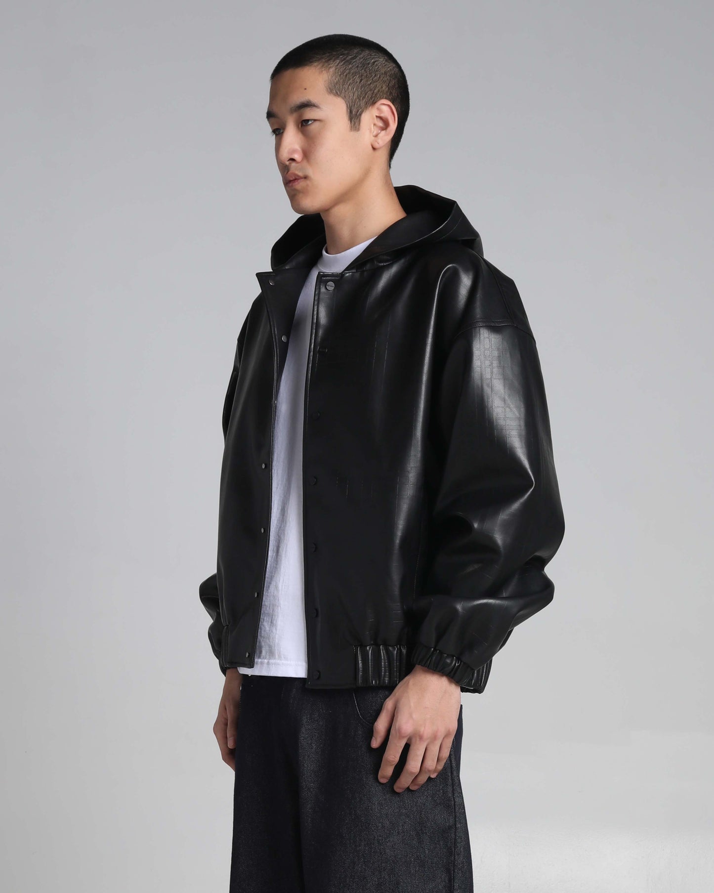 PU Leather Plaid Jacket