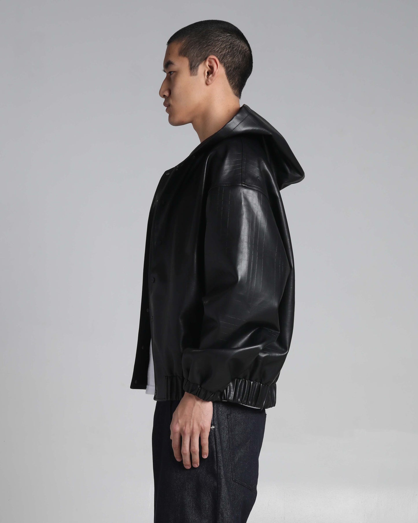 PU Leather Plaid Jacket