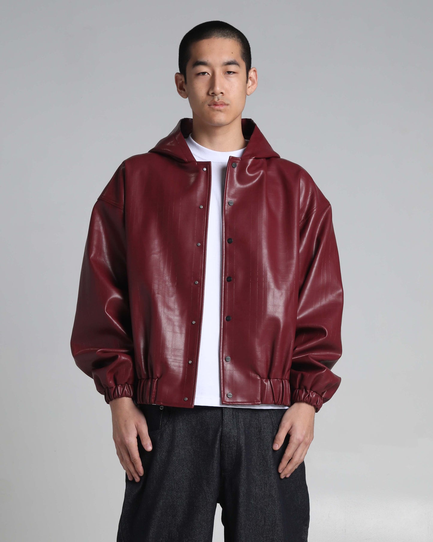 PU Leather Plaid Jacket