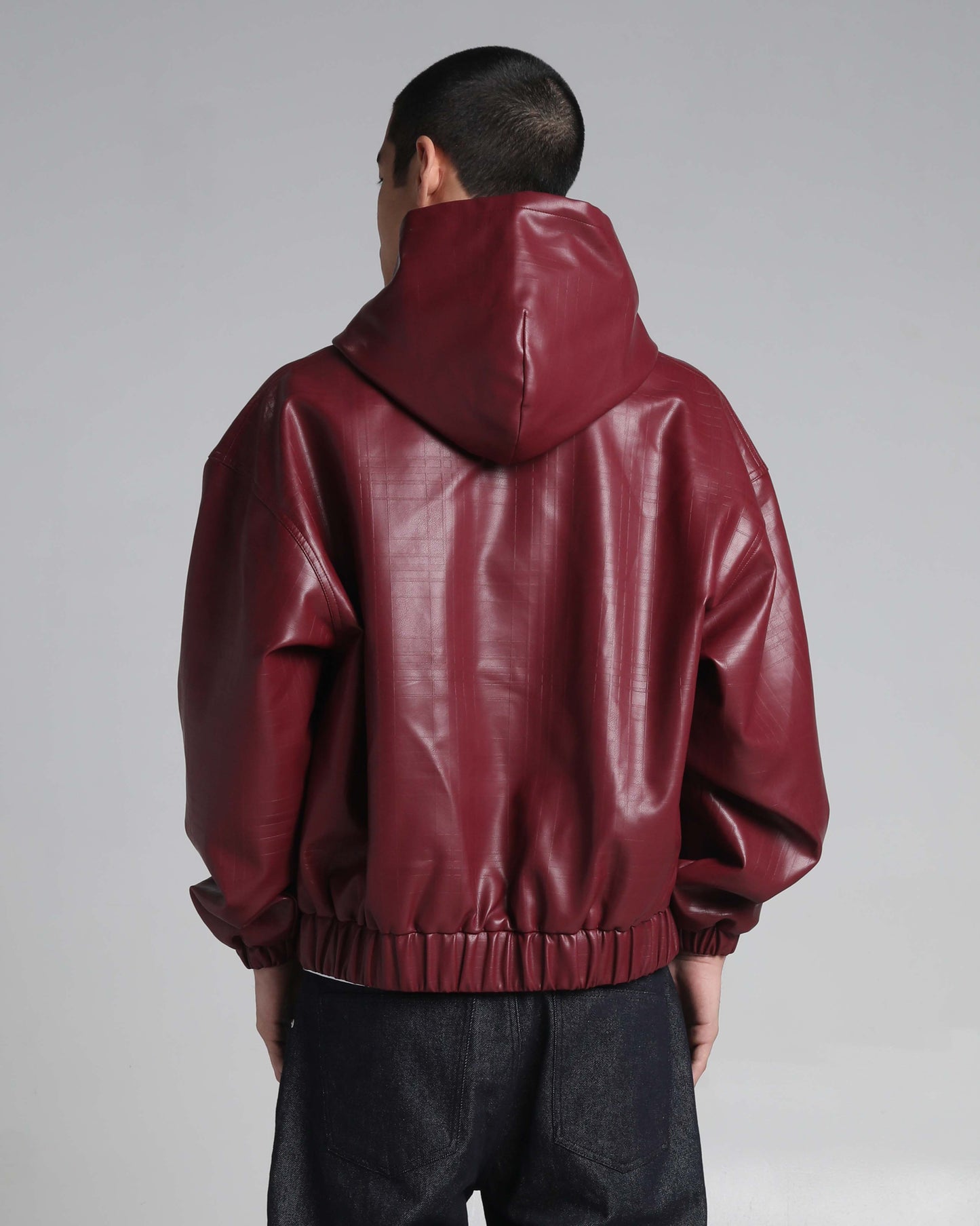 PU Leather Plaid Jacket