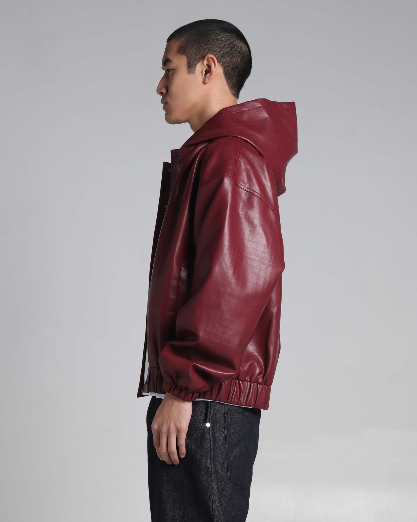 PU Leather Plaid Jacket