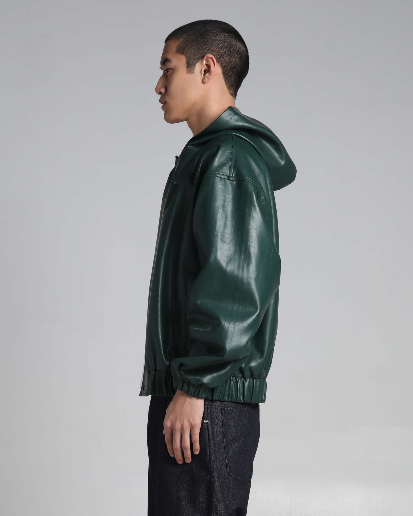 PU Leather Plaid Jacket