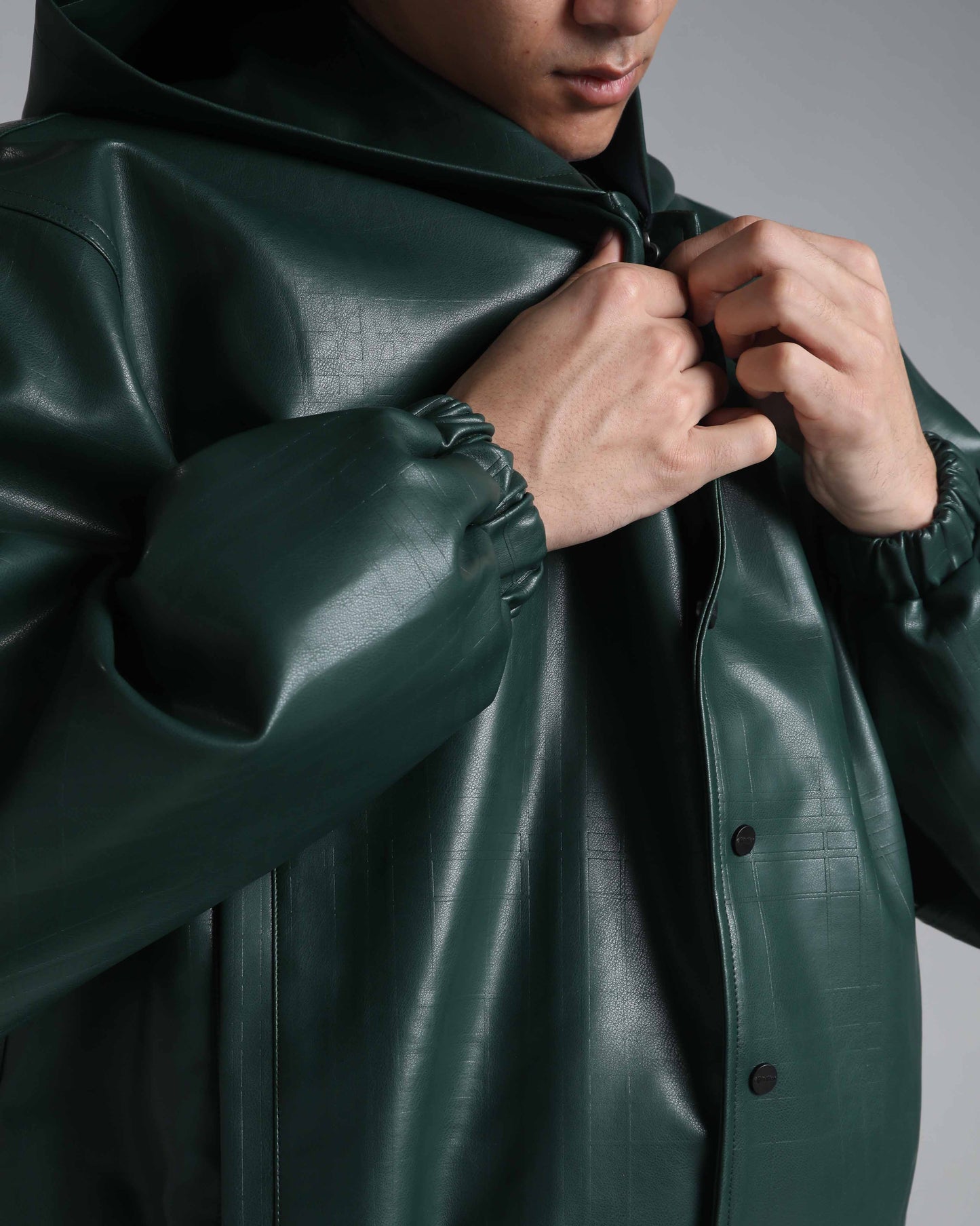 PU Leather Plaid Jacket