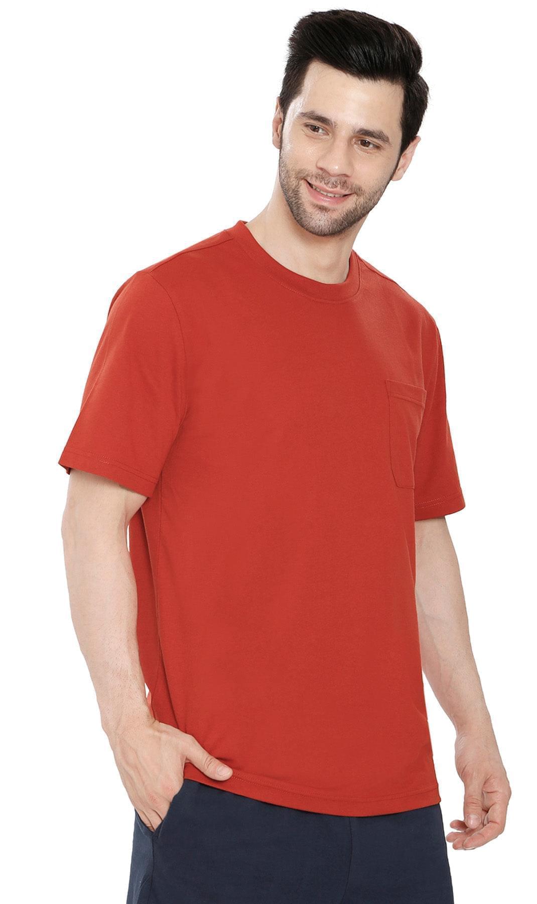 Men’s Heavyweight Short Sleeve Crew Neck T-Shirt – Regular Fit Cotton Blend with Chest Pocket