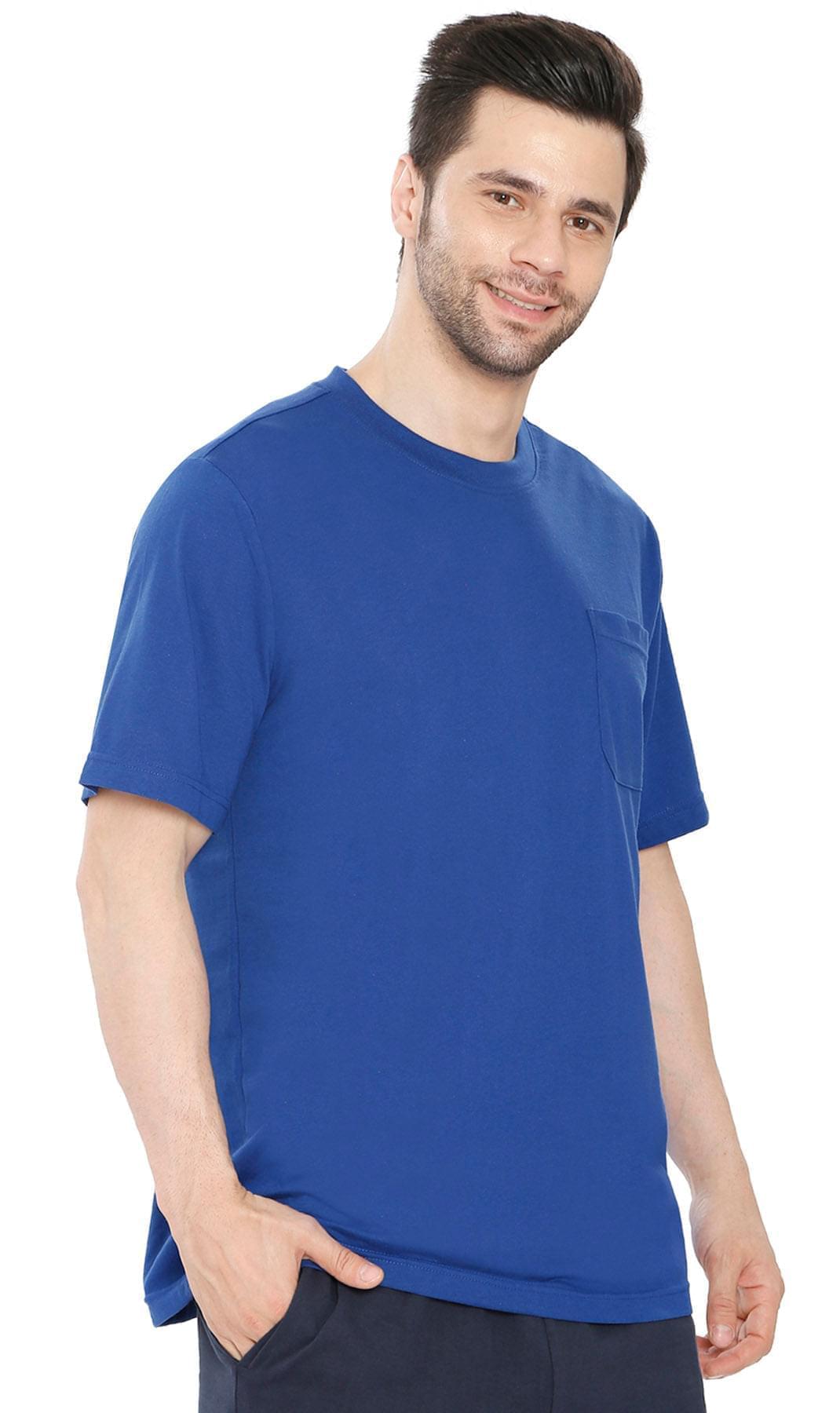 Men’s Heavyweight Short Sleeve Crew Neck T-Shirt – Regular Fit Cotton Blend with Chest Pocket