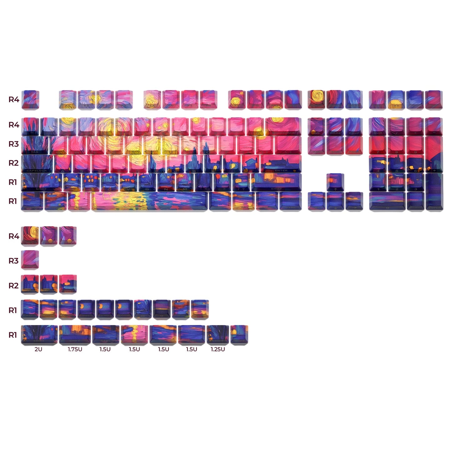 XVX The Starry Night Cherry Profile 131-Key Dye Sublimation PBT Keycap Set