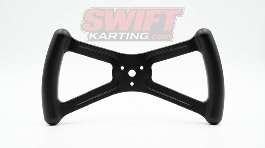 Azusa 2293 Black Butterfly Steering Wheel - 1/4" Tempered Aluminum - Sprint Kart