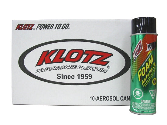 Klotz KL-606 Foam Air Filter Oil Case of 10 - 15.25oz Aerosol - All Racing Classes