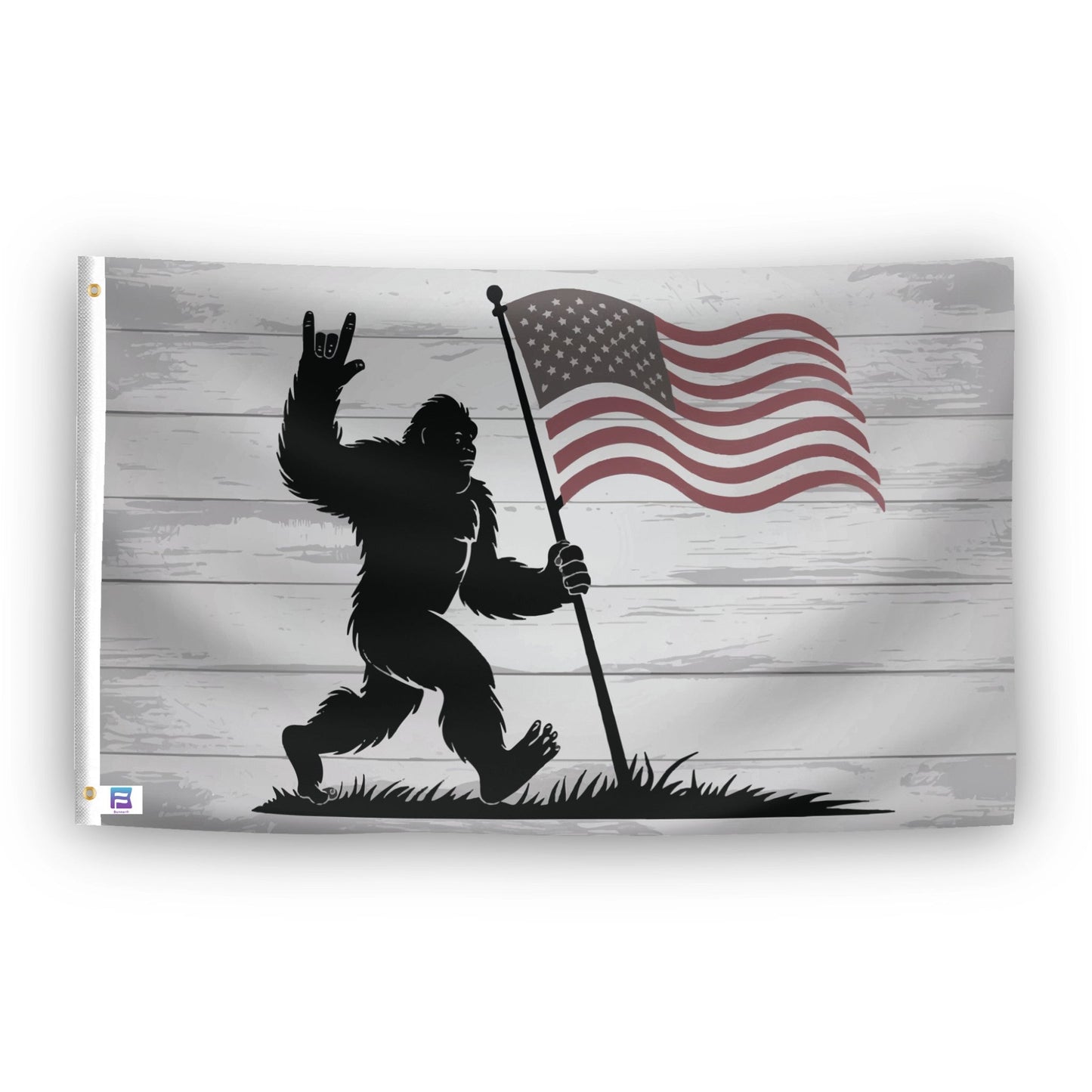 Bigfoot Rock On Patriotic Flag