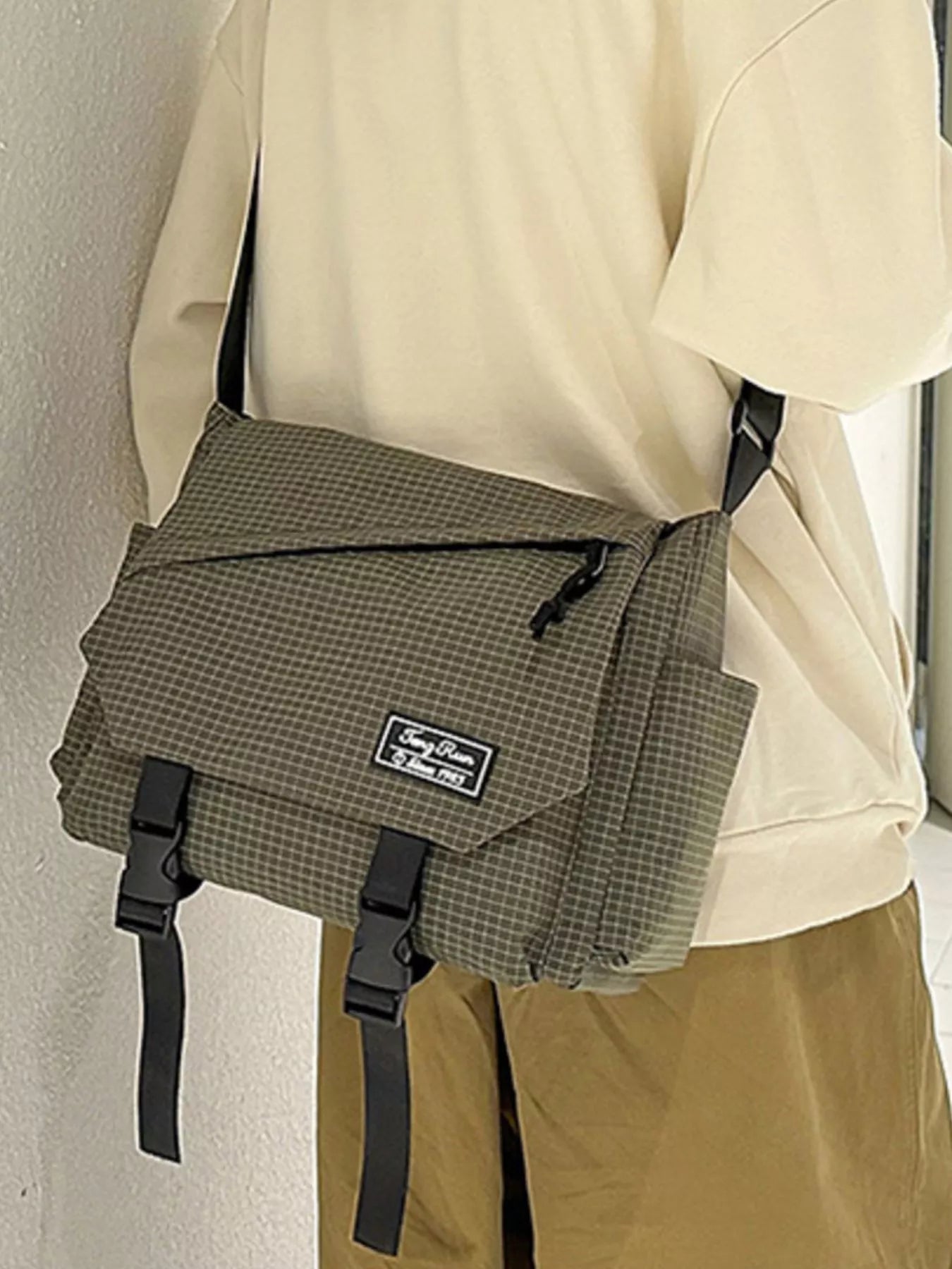 Plaid Buckle Flap Crossbody Bag
