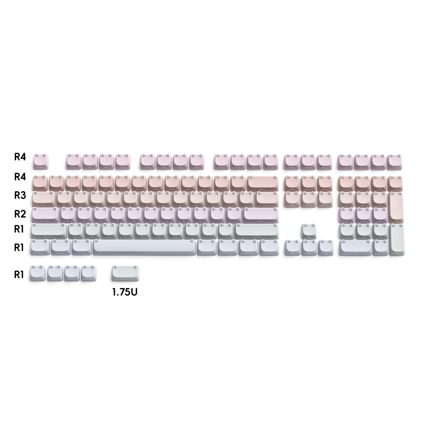 XVX Lumicat MAO Profile Side-Printed Shine-Through 113-Key Keycap Set