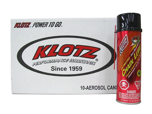Klotz KL-605C Synthetic Chain Lube Case - 10-Pack 15.5oz Cans - All Kart Classes