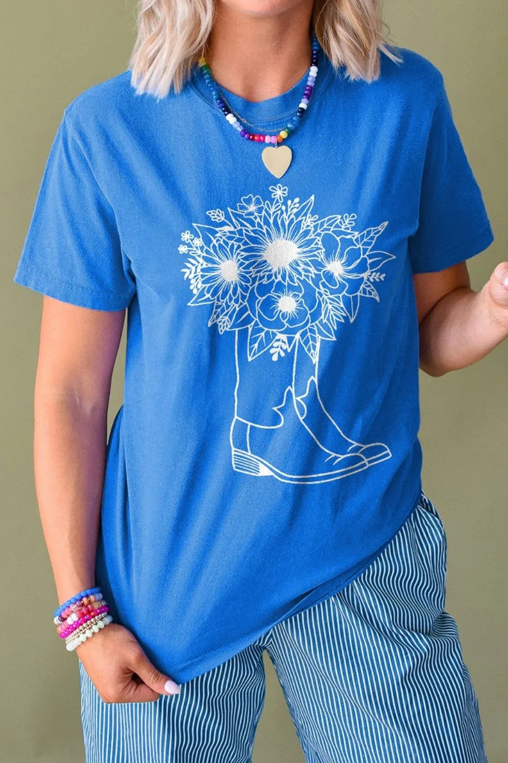 Graphic Round Neck Short Sleeve T-Shirt