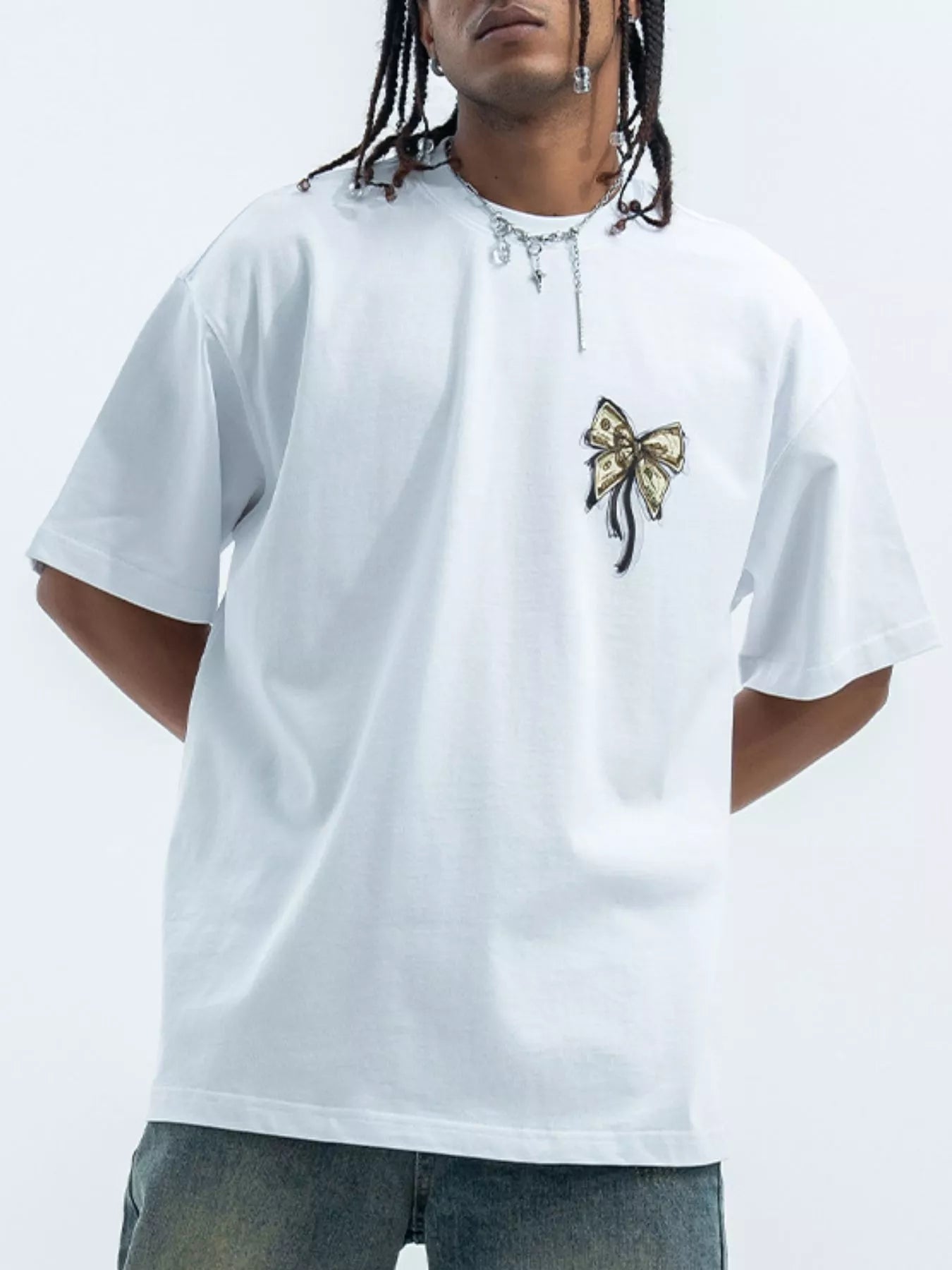 Men's Bow Graphic Oversized T-Shirt