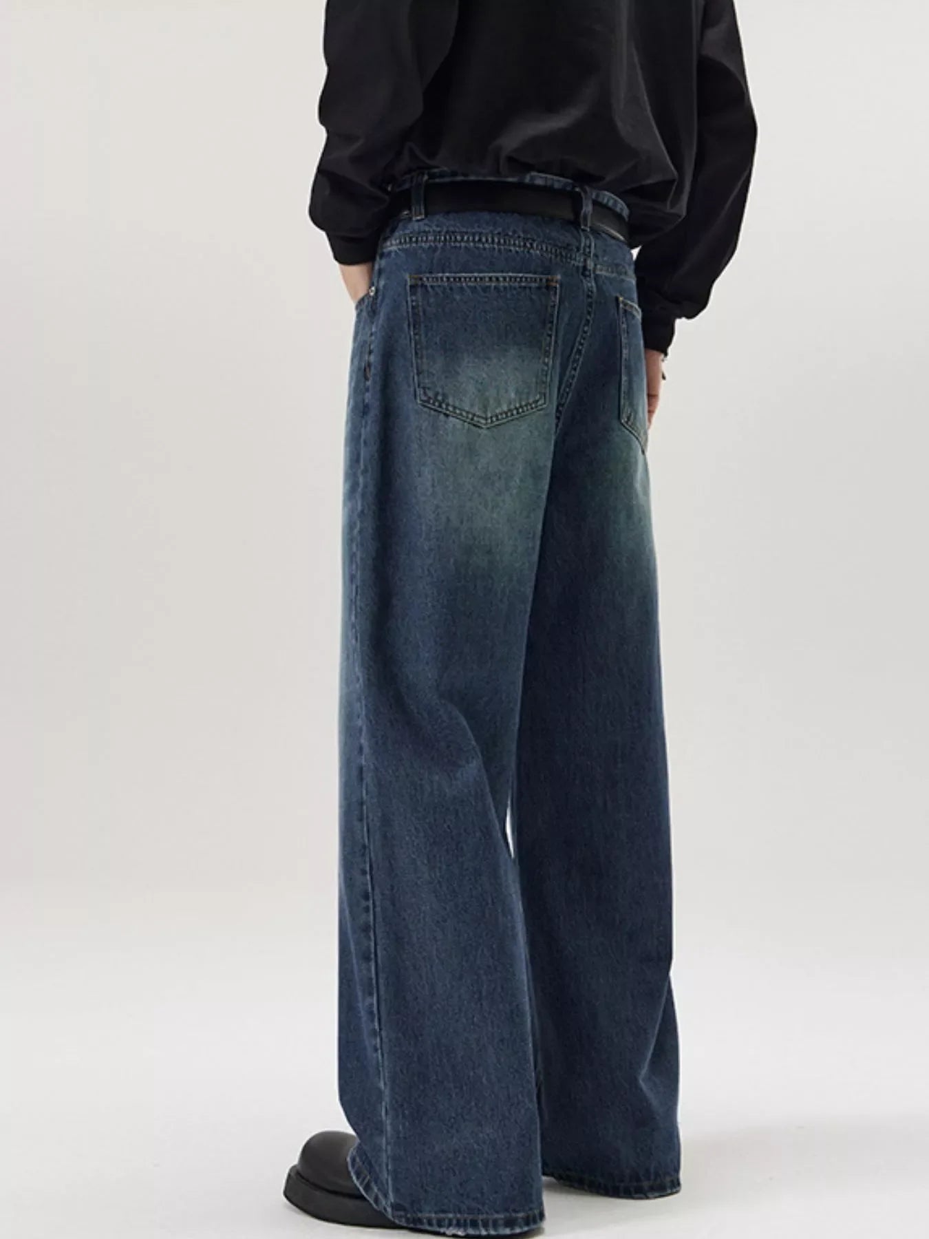 Men's Full Size Wash Wide Leg Jeans Plus Size