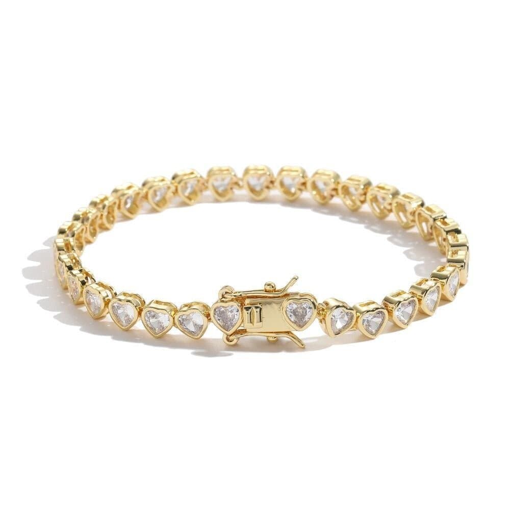 Women's Heart-shaped Couple Bracelet - Elegant Tennis Chain Design Perfect for Couples