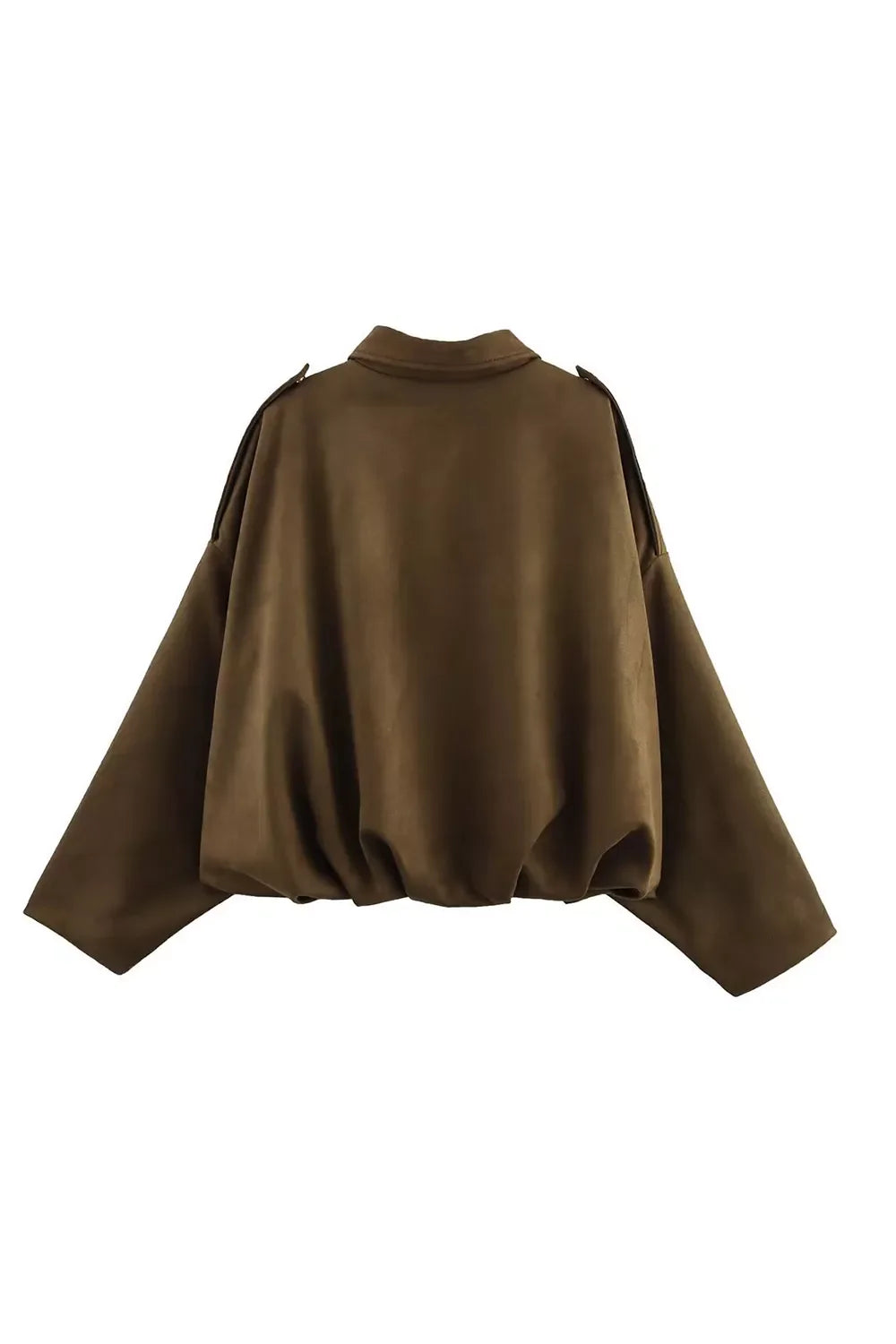 Collared Neck Dropped Shoulder Jacket