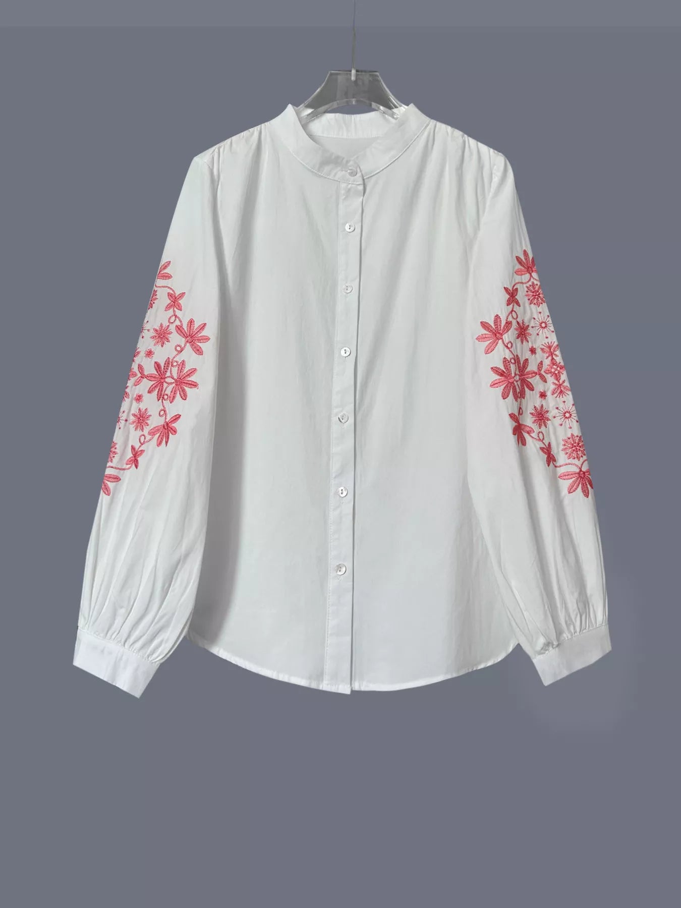 Embroidered Button Up Long Sleeve Shirt