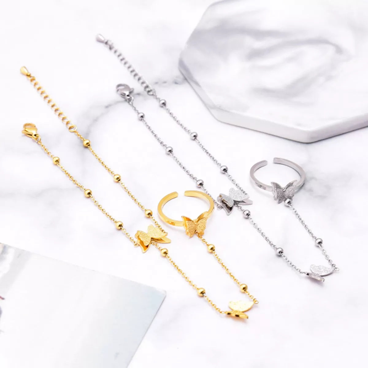 Butterfly Charm Finger Bracelet