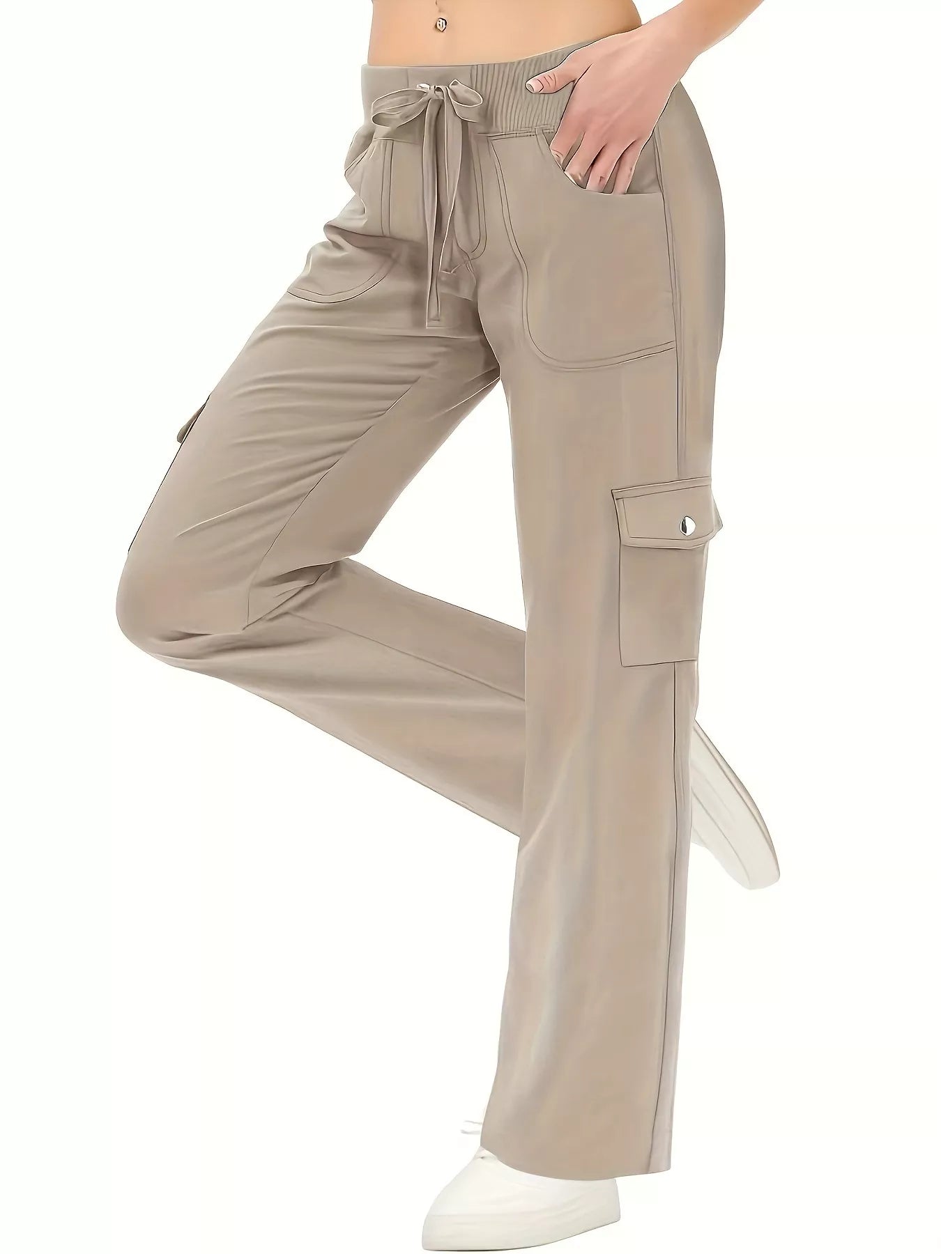 Relaxed Fit Active Pants with Drawstring Waist