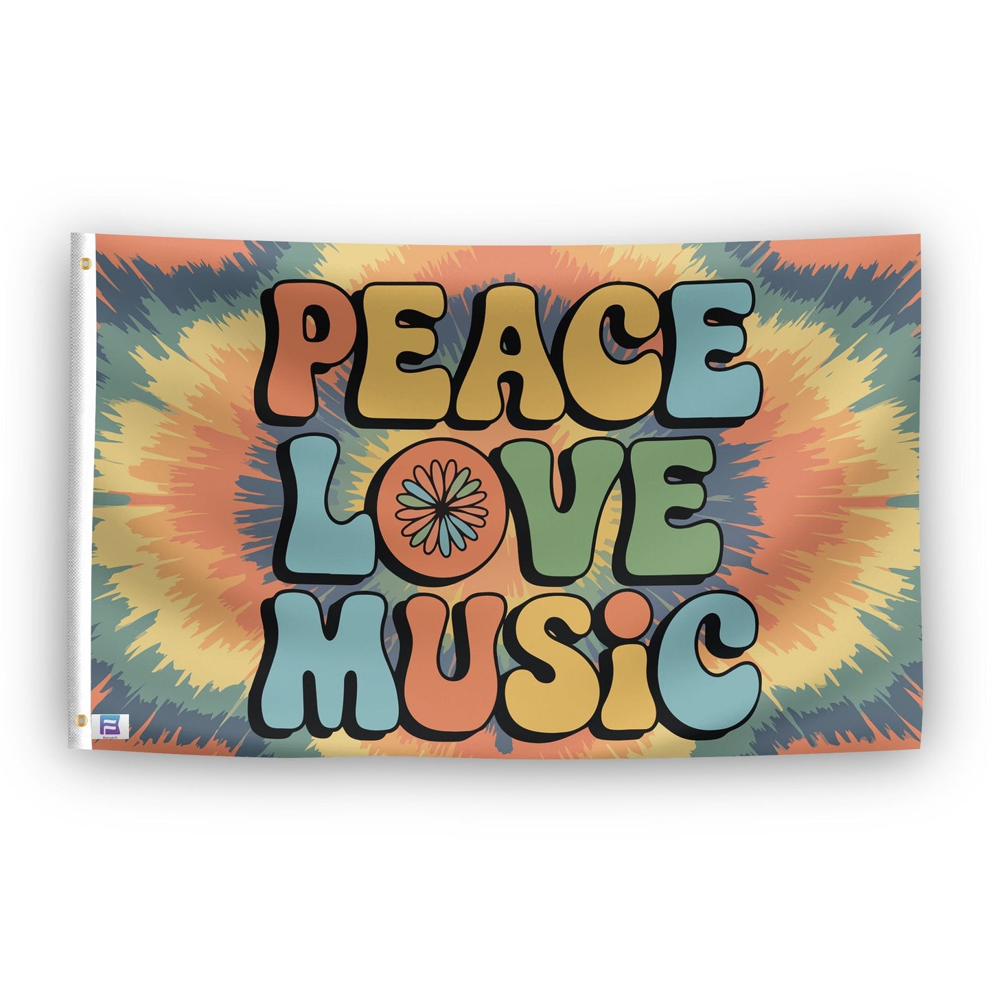 Peace Love Music Flag