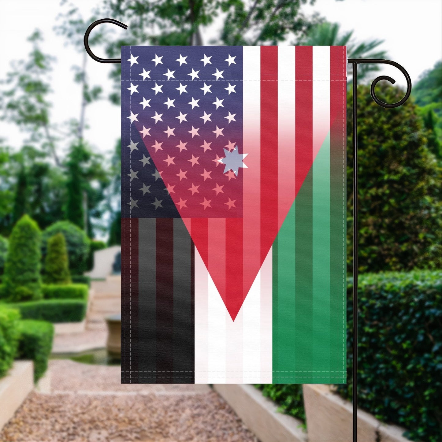 Jordanian American Garden Flag