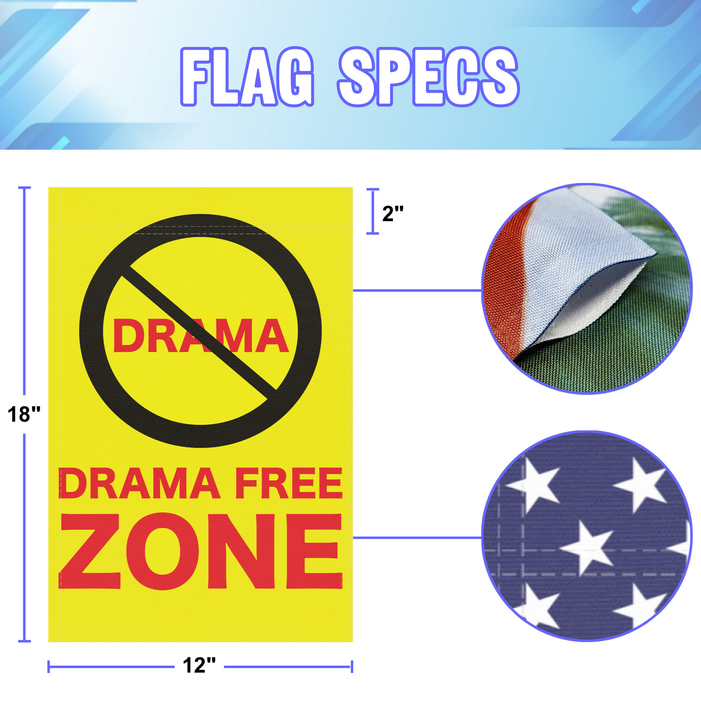 Drama Free Zone (Yellow) Garden Flag