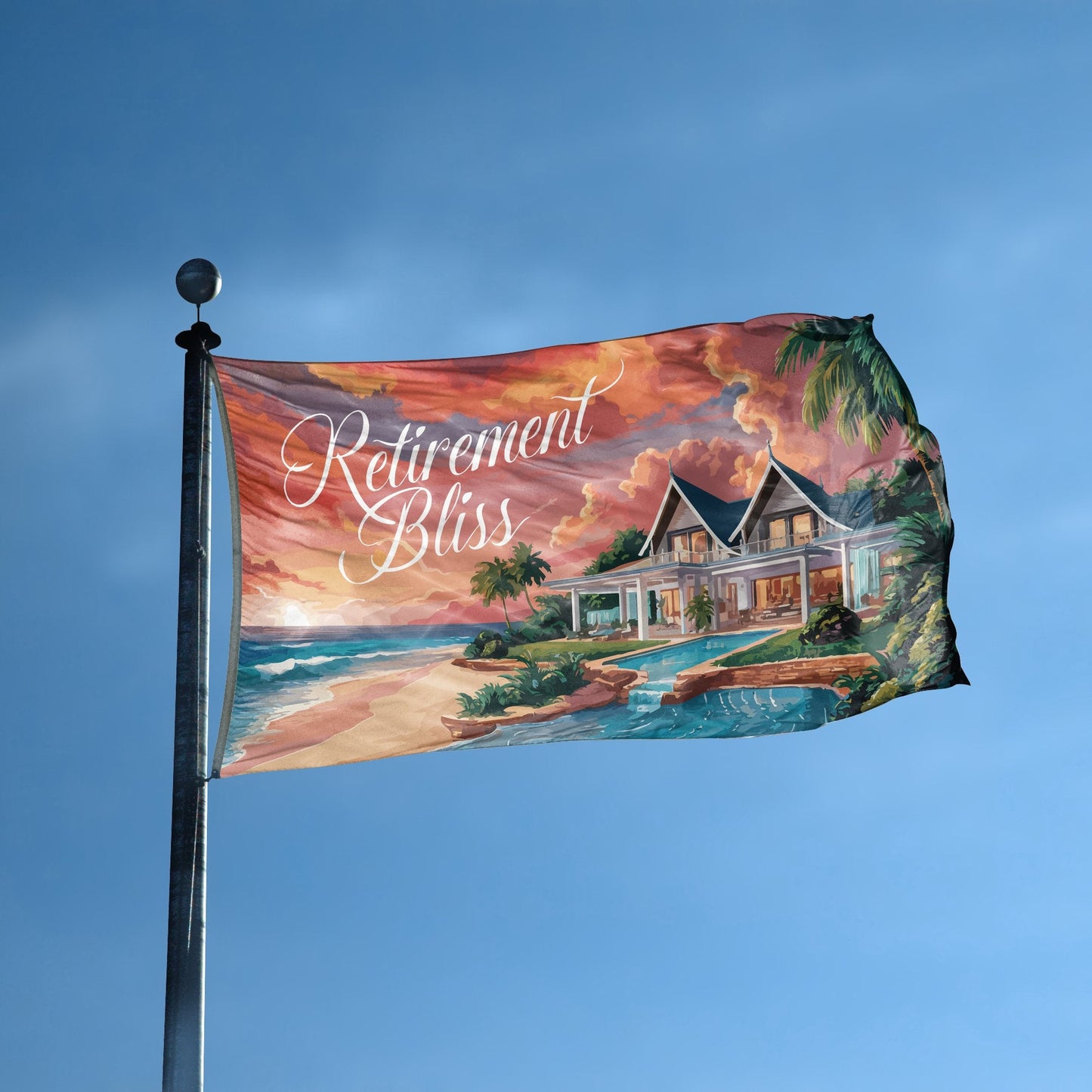 Retirement Bliss Beach Flag