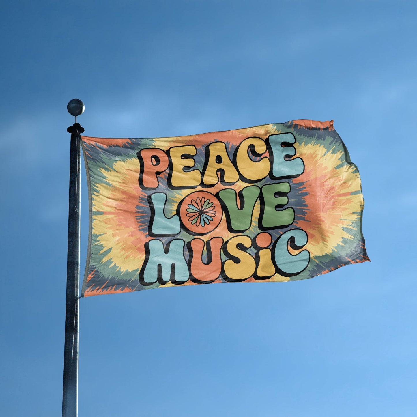Peace Love Music Flag