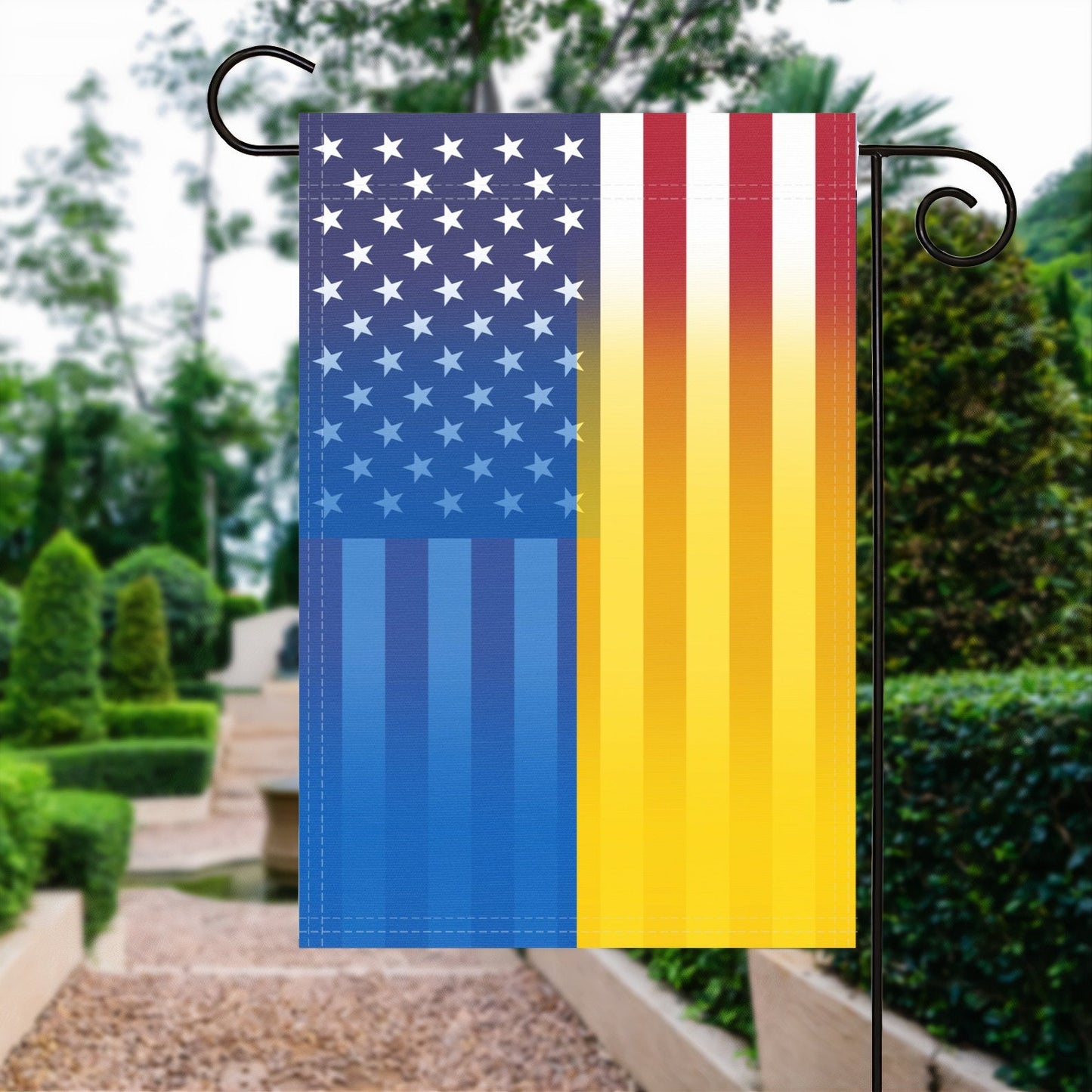 Ukrainian American Garden Flag