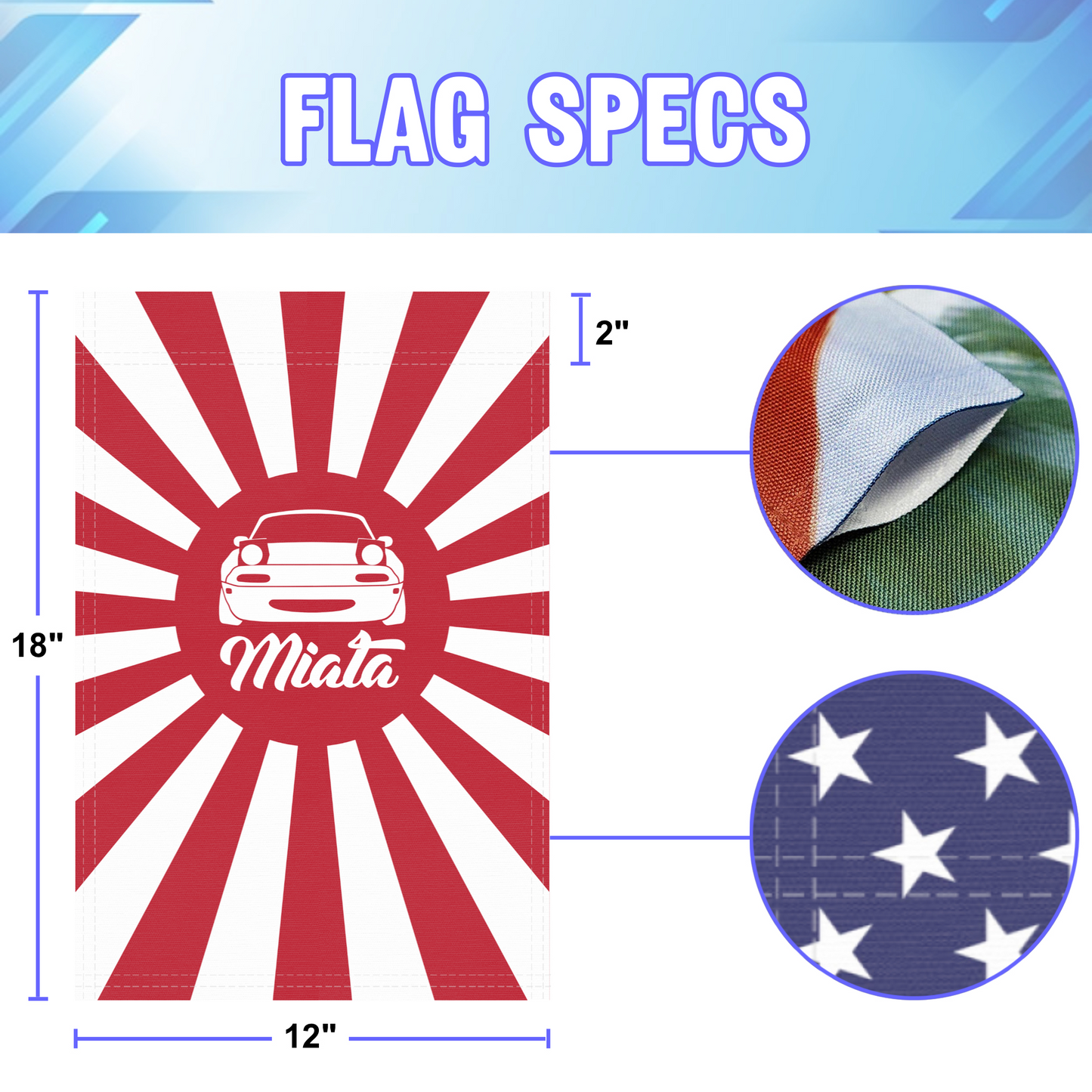 Japanese Rising Sun Miata Garden Flag