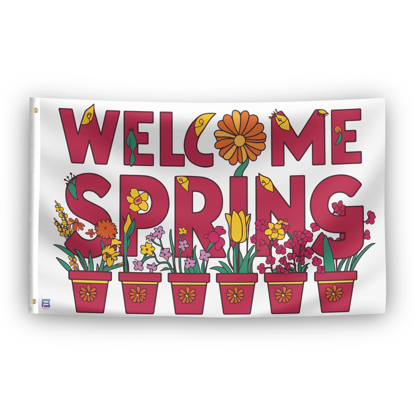 Welcome Spring Floral Flag