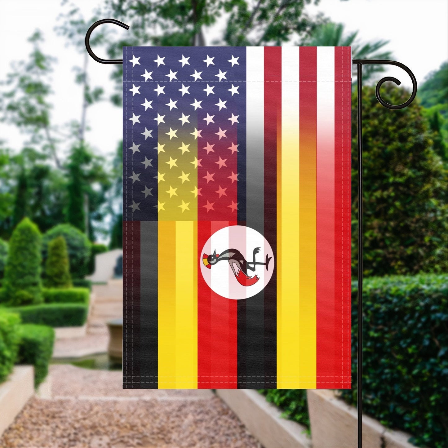 Ugandan American Garden Flag