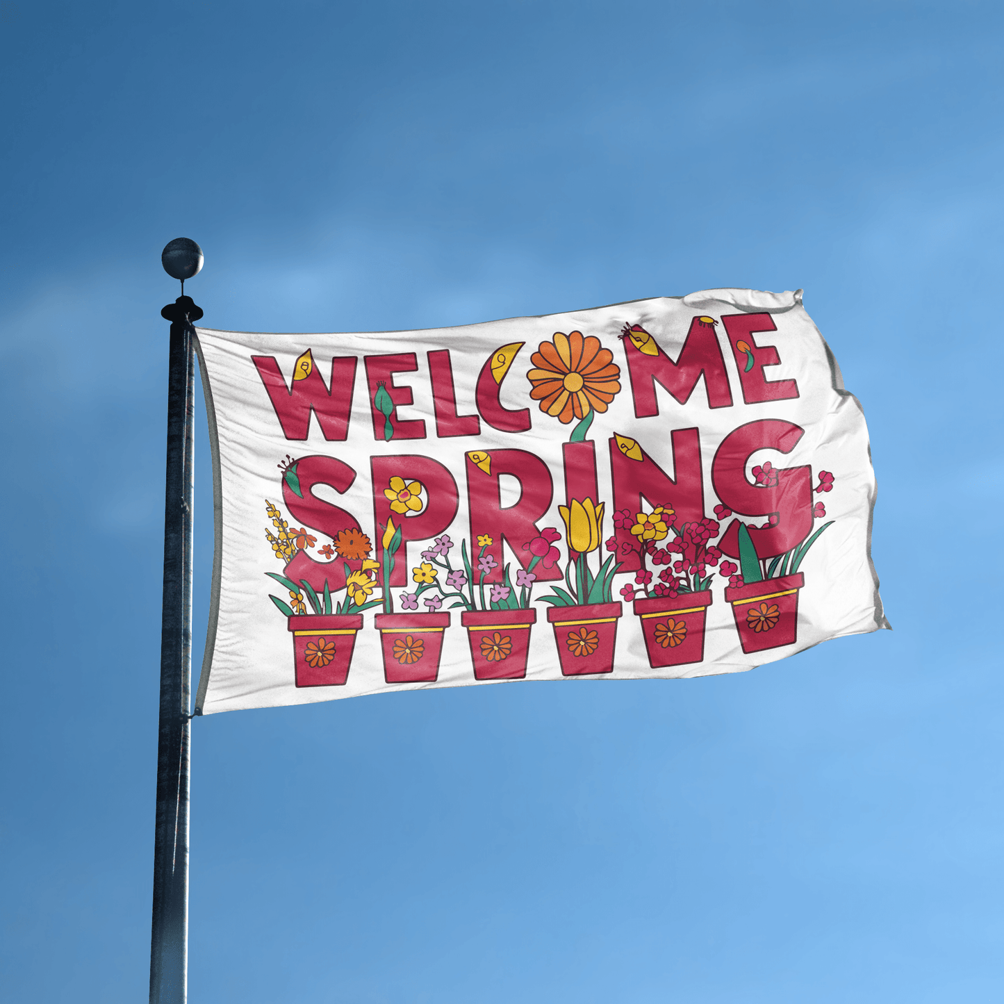 Welcome Spring Floral Flag