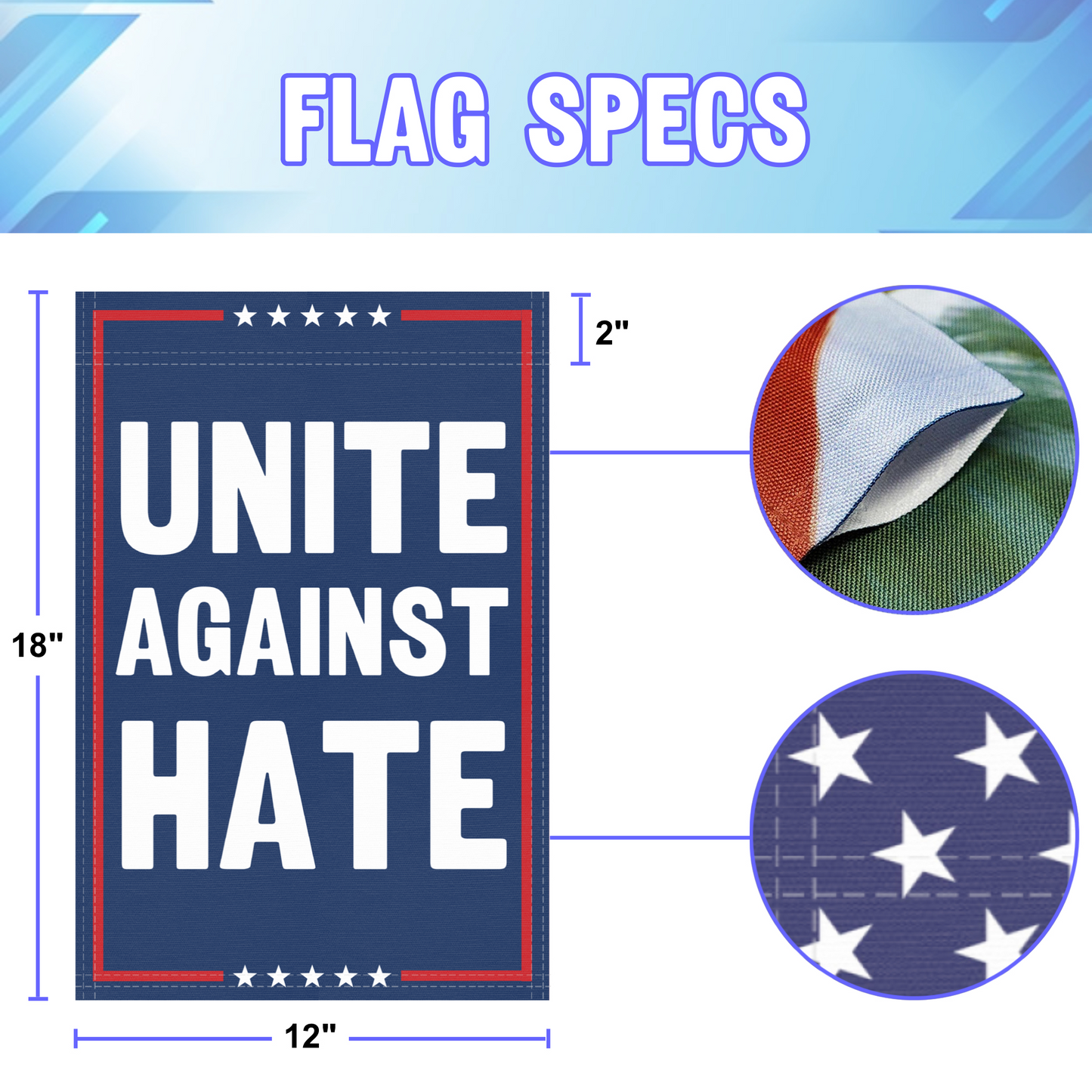 Unite Against Hate Garden Flag