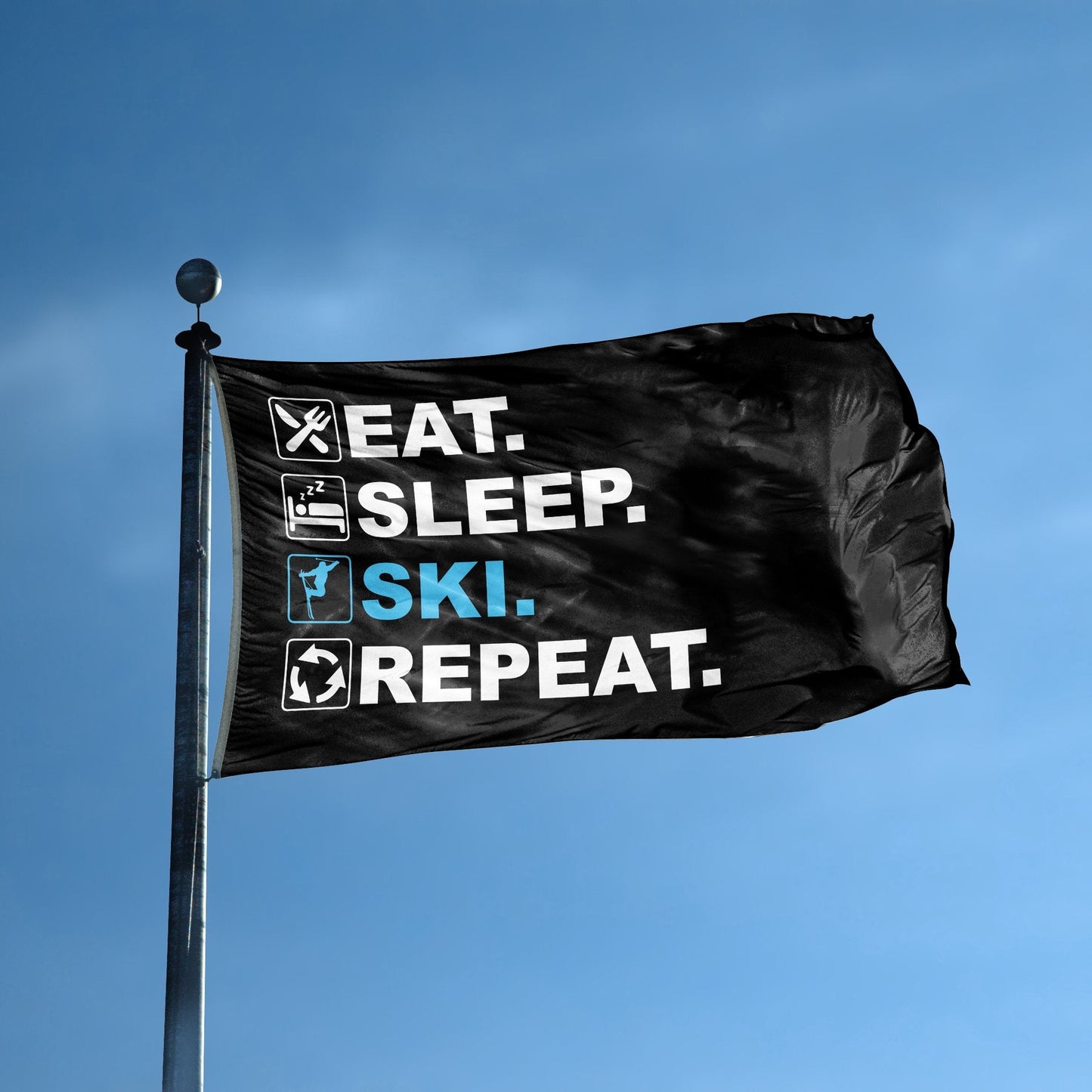 Eat Sleep Ski Repeat Flag