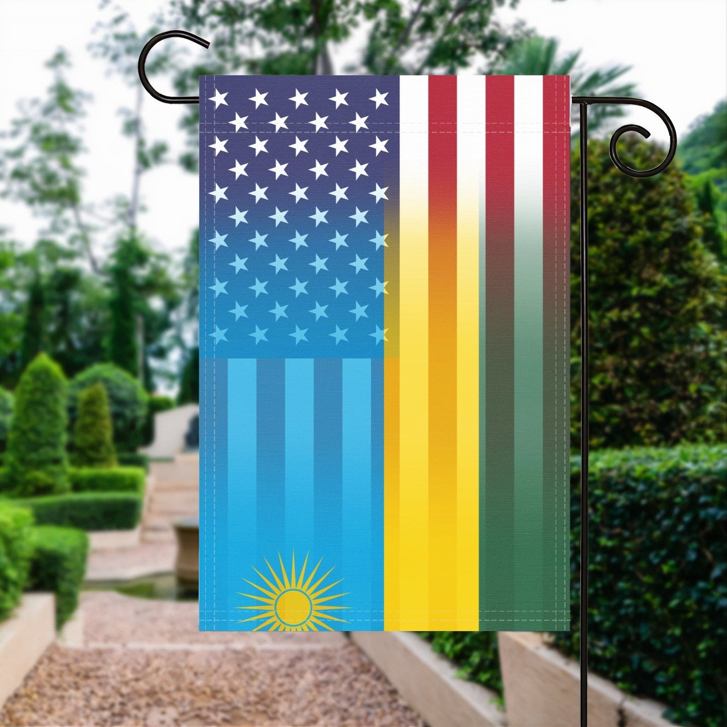 Rwandan American Garden Flag