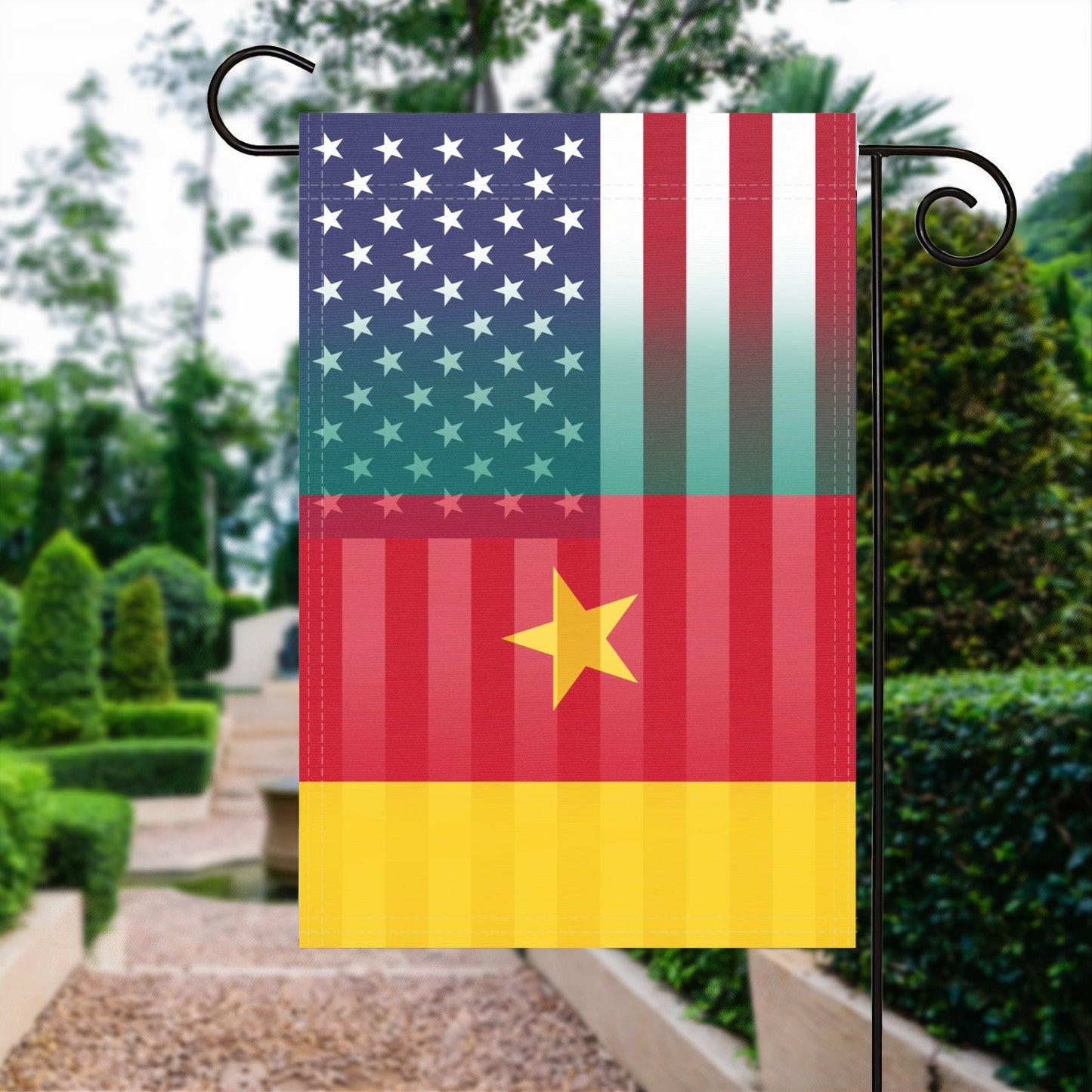 Cameroon American Garden Flag