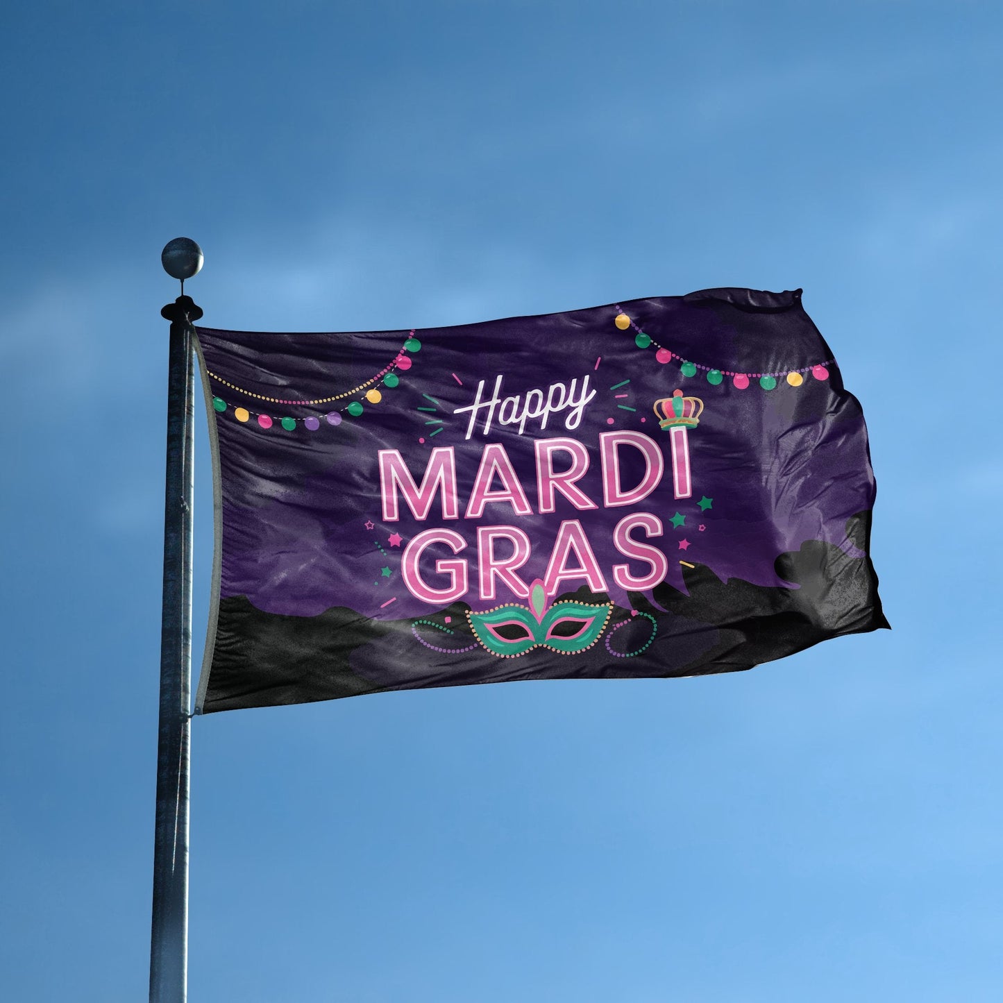 Happy Mardi Gras Flag